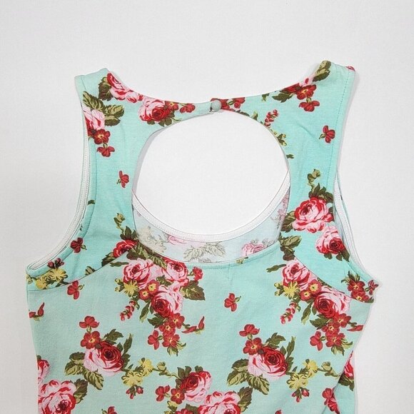 Pacsun Kirra Womens Babydoll Peplum Tank Top Small Mint Floral Y2K Bloomcore - Picture 3 of 9